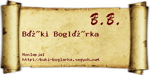 Büki Boglárka névjegykártya